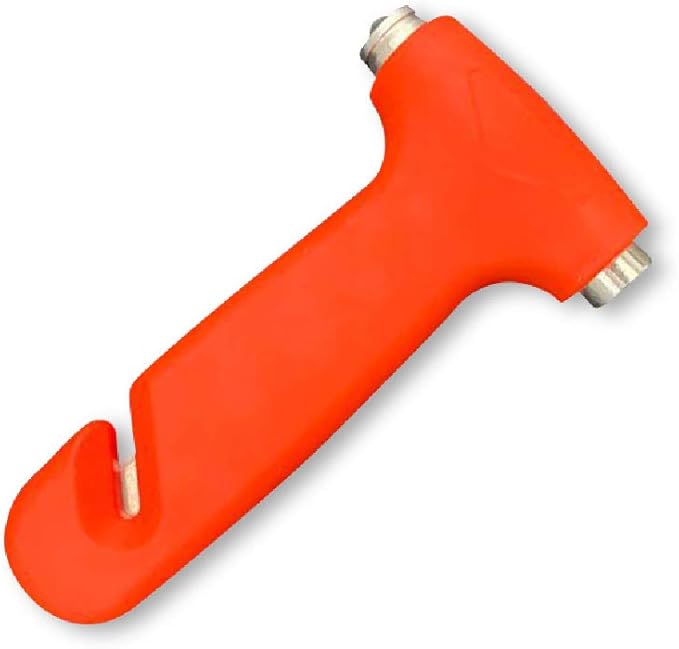 Premium Seat Belt Cutter  Instant Window Hammer - Life Saving Quick Escape from Your Vehicle in an Emergency (1-Pack, Premium Orange)