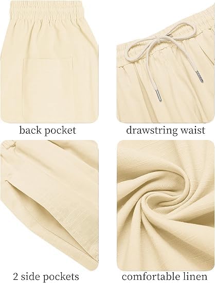 COOFANDY Men's Cotton Linen Harem Pants Drawstring Casual Cropped Trousers Lightweight Loose Beach Yoga Pants with Pockets