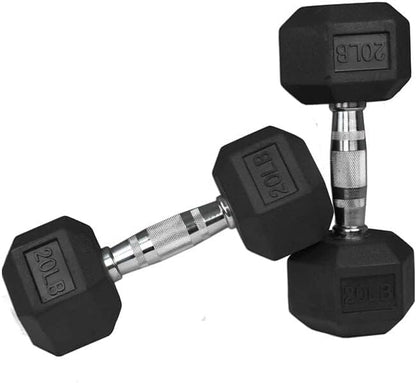 Titan Fitness Pair Free Weights, Black Rubber Coated Hex Dumbbell, Ergonomic Cast Iron Handle, Strength Training
