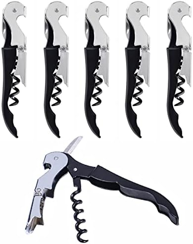 Waiter's Corkscrew, Wine Opener with Foil Cutter, Waiter's Friend, Professional Wine Key for Servers, Bottle Opener, Beer Opener, Wine Accessory (5 Pack)