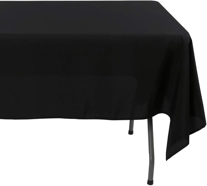Rectangle Tablecloth - 60 x 84 Inch - Black Rectangular Table Cloth for 5 Foot Table in Washable Polyester - Great for Wedding, Restaurant, Party, Banquet Decoration