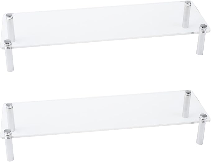 MY MIRONEY 2PCS Clear Acrylic Display Stands, 11.81" x 3.54" x 1.97" 4mm Thick Display Shelf Cupcake Display Riser Makeup Holder for Decoration and Organizer