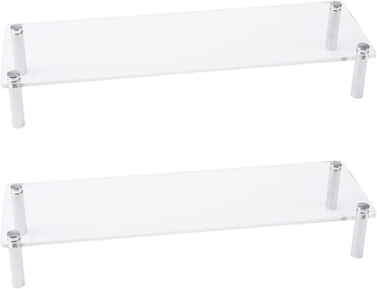 MY MIRONEY 2PCS Clear Acrylic Display Stands, 11.81" x 3.54" x 1.97" 4mm Thick Display Shelf Cupcake Display Riser Makeup Holder for Decoration and Organizer