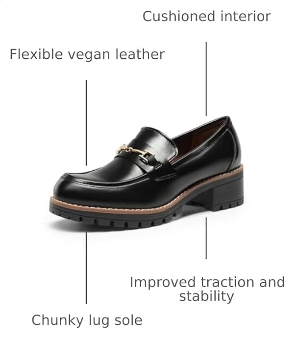 These versatile women's loafers from DREAM PAIRS feature a chunky platform sole, flexible vegan leather, and responsive foam for all-day comfort.