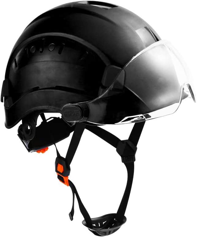 SMASYS Safety Hard Hat ABS Helmet Adjustable with Visor 6-Point Suspension Perfect for Construction and Climbing