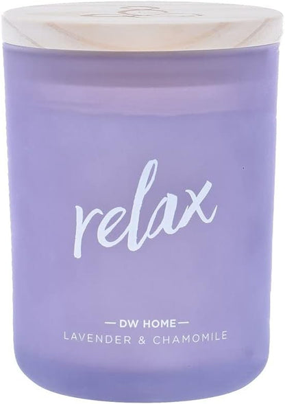 DW Home Richly Scented RelaxLavender  Chamomile Single Wick Candle with Wood lid (7.4 oz)