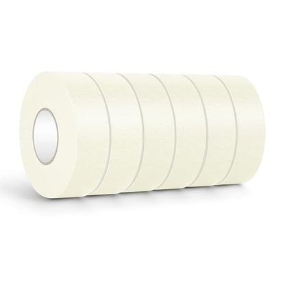 NETEHA 6 Rolls Painters Tape Masking Tape 1 Inch x 55 Yard, No Residue Adhesive Tape for Wall Painting, Decoration Labeling and DIY Crafts (Beige White)