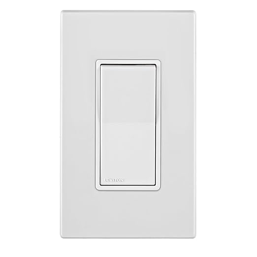Leviton E5601-MW Decora Edge 15 Amp Single Pole Rocker Switch, 10-Pack, White