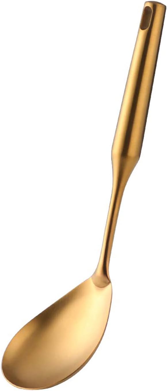 Rice Paddle, 304 Stainless Steel Rice Spoon, Gold Rice Serving spoon Metal Rice Scooper, Non-Stick Rice Spatula, Matte Finish