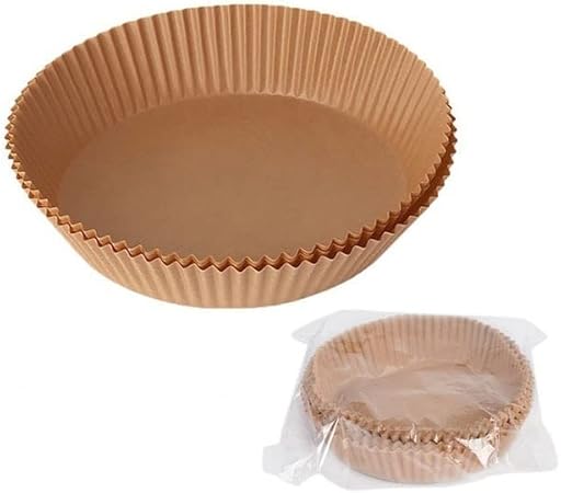 Air Fryer Disposable Paper Liner, Non-Stick Oil Resistant, Waterproof,Food Grade Baking Paper Baking Microwave Baking Paper (2 Colors) (Color : 25 Pcs Brown)