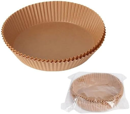 Air Fryer Disposable Paper Liner, Non-Stick Oil Resistant, Waterproof,Food Grade Baking Paper Baking Microwave Baking Paper (2 Colors) (Color : 25 Pcs Brown)