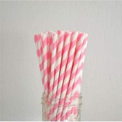 Bakell 24 PC Light Pink and White Striped Cake Pop or Party Drinking Straws - Baking, Caking and Craft Tools