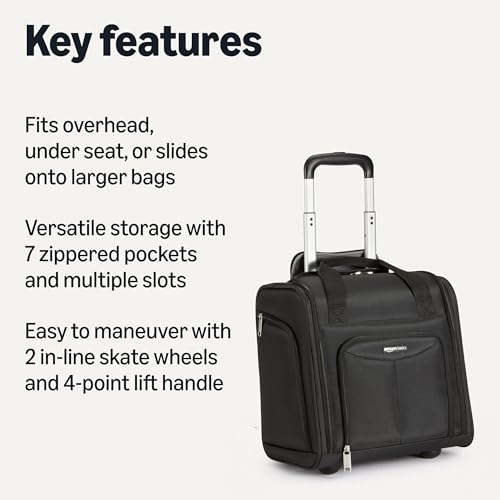 Basics Underseat Carry-On Luggage with Wheels and Handle, 14 Rolling Travel Bag