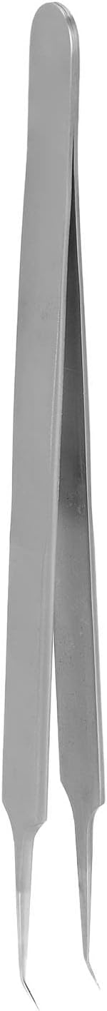 Walfront Hardened Tweezers, Curved Accurate Repair Maintenance Fixture Tip Lengthened BST?18 202 Stainless Steel Material, Tweezers