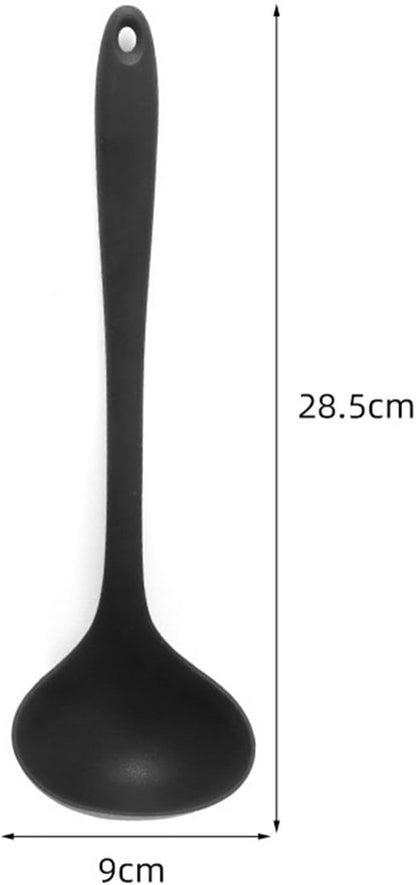 Fdit Cooking Spoons, Silicone Heat Serving Spoon Basting Spoon for Kitchen Use (Black)