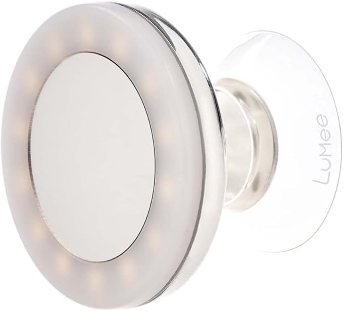 LuMee - Minis - Phone Grip - Cell Phone Holder wLightup Grip Mirror - Removable for Wireless Charging Suction Cup LED Light Ring for iPhone 16 Pro Max15 Pro Max 14 Pro Max 13 S25 Ultra Pixel 9