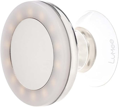 LuMee - Minis - Phone Grip - Cell Phone Holder wLightup Grip Mirror - Removable for Wireless Charging Suction Cup LED Light Ring for iPhone 16 Pro Max15 Pro Max 14 Pro Max 13 S25 Ultra Pixel 9