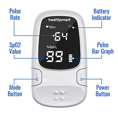 HealthSmart Digital Fingertip Sport Pulse Oximeter, Fast Results, Clinically Accurate, Easy-To-Read LED Display, Auto-Shutoff