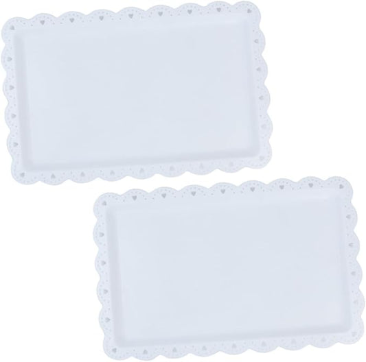 2 Pcs Cake Tray Plate Holder Serving Baking Showcase Dessert Party Trays and Platters Cake Platter Tray for Food Plastic White