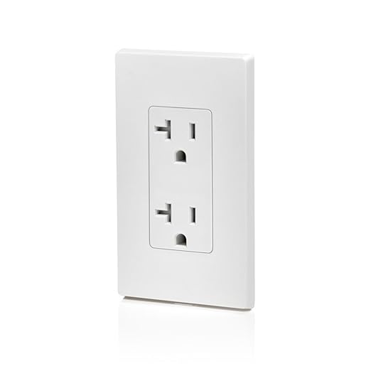 Leviton T5825 20 Amp Decora Tamper-Resistant Duplex Electrical Wall Outlet - White