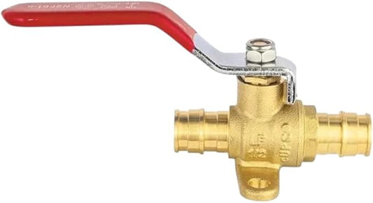 1/2"×1/2" Pex A Expansion Drop Ear Ball Valve Red Handle Brass No Lead