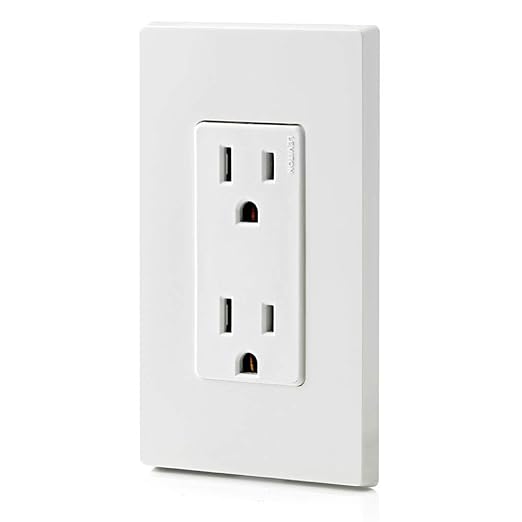 Leviton 5325-W 15 Amp, 125 Volt, Decora Duplex Receptacle, Residential Grade, Grounding, White (Pack of 2)