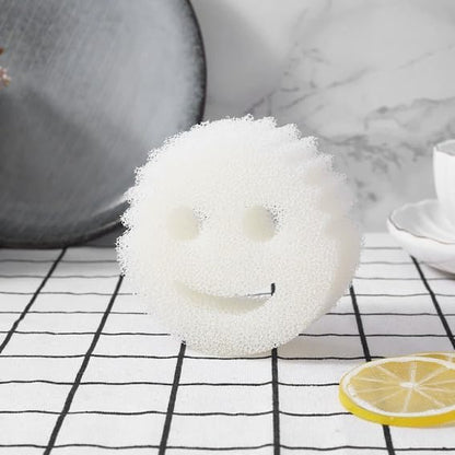 Funny Cleaning pad with Smiley Sponge, removes Stains and Odors, for Home Kitchen Cleaning. (Pack of 6) (Colors Vary Pictures)