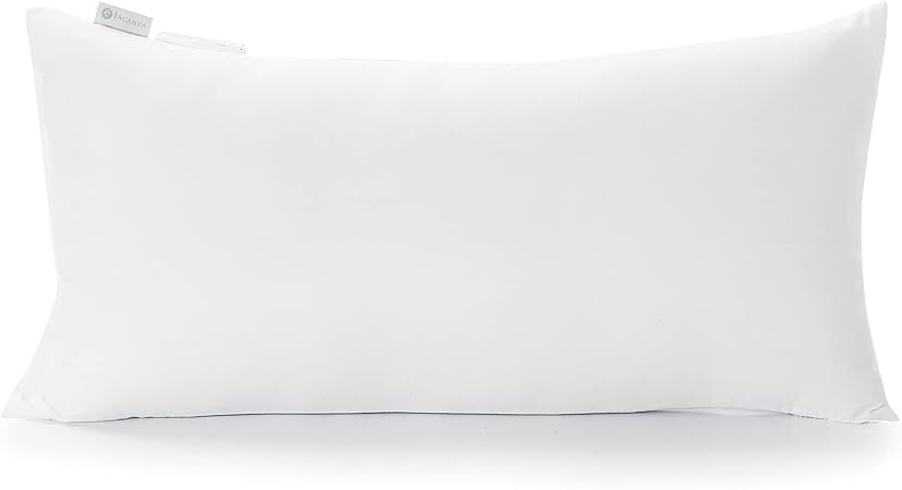 Acanva Throw Pillow Stuffer Inserts Decorative Rectangle Premium Sham Forms Cushion for Sofa Couch Chair, 12x20 Inch (Pack of 1), White