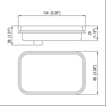 5x3 2x Red Rectangle 12 LED StopTurnTailParking Light Tow Truck Semi Trailer CM Flatbed Reading Postal Hitch Mounted RV Bus Grommet 3 Wire Pigtail Plug Kit 12V IP67 Waterproof
