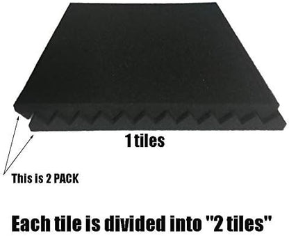 52 black Acoustic Foam Panel Wedge Studio Soundproofing Wall Tiles 12" X 12" X 1"