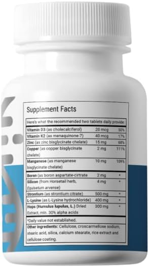 Ultimate Bone Support | Vitamin D3, K2, Strontium & Silica | 60 Tablets | Bone density and strength care for women and men, with mineral-focused nutrition supporting long-term skeletal wellness daily