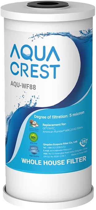 AQUACREST FXHTC 5 Micron 10" x 4.5" Whole House Water Filter, Replacement for GE FXHTC, GXWH40L, American Plumber W10-PR, W10-BC, RFC-BBSA, GXWH35F, W50PEHD, Pack of 1