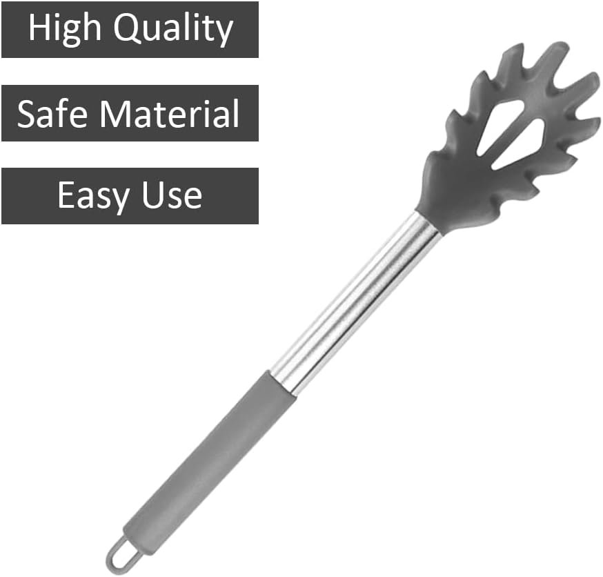 Silicone Pasta Fork, Spaghetti Server, Professional Pasta Server Spoon Heat Resistant Noodle Spoon, Spaghetti Strainer Best Cooking Tools ( Color Bule )