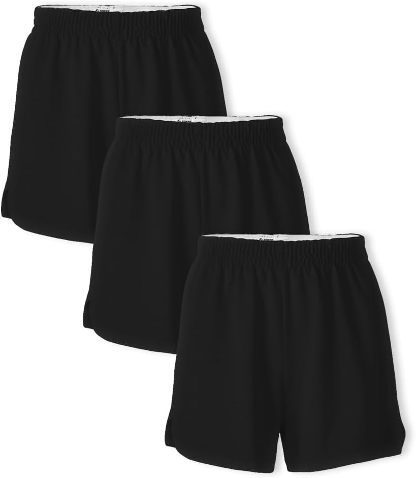 Soffe Youth Girls' Authentic Cheer Shorts, Athletic Cotton Blend, 2.75” Inseam, 3 Pack.