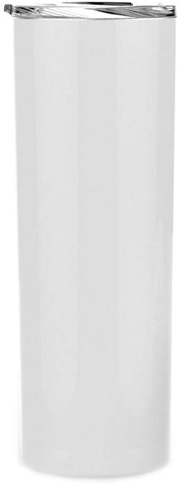 Double Wall 188 Stainless Steel Vacuum slim skinny tumbler with straw and lid, insulated travel mug keeping beverage cold and warm (white, 20oz)