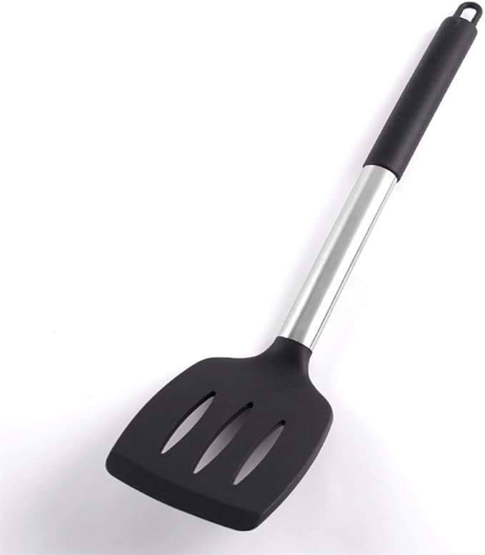 Silicone Slotted Spatula Non-Stick Heat-Resistant Stainless Steel Cooking Spatula Silicone Kitchen Baking Utensil Set