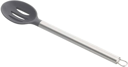 Tablecraft 11177 Slotted Spoon, 1.5 oz, Gray, Silicone Over Nylon, 13.25-inch Length