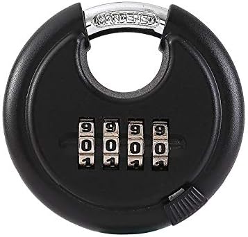 Stainless Steel Discus Padlock 4 Digit (3inch) Combination Lock Outdoor for Warehouse, Sheds, Storage Locker, Units (Black,1)