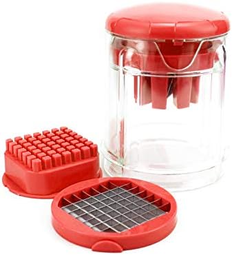 Easy to clean potato cutter, ultra blade potato cutter dishwasher safe, frying cutter - red