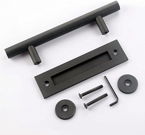 Shile 12 Inch Stainless Steel Rustic Barn Door Hardware Handle Set and Pull Wood Door Handles Oil Rubbed Black