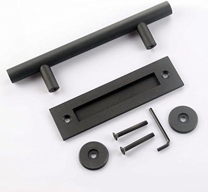 Shile 12 Inch Stainless Steel Rustic Barn Door Hardware Handle Set and Pull Wood Door Handles Oil Rubbed Black