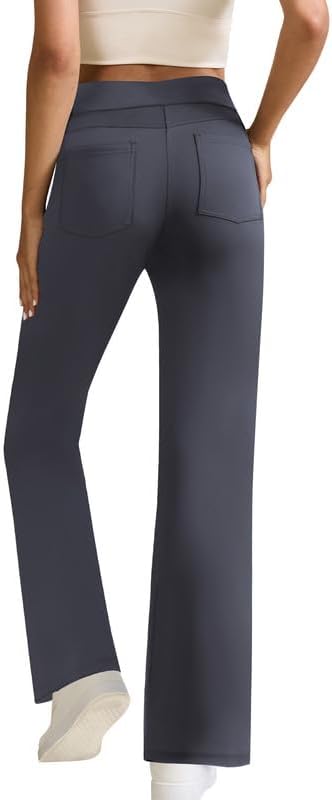 Womens Wide Leg Yoga Pants with 4 Pockets High Waist Stretchy Loose Dress Work Casual Sweatpants 50+ bought in past month