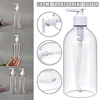 VALINK 1/3 Pcs 500ml Refillable Shampoo Bottles Pump Bottles Conditioner Dispenser Empty Empty Lotion Pump Bottle Liquid Container for Essential Oil Soap Lotion Shampoo Clear (1Pack)