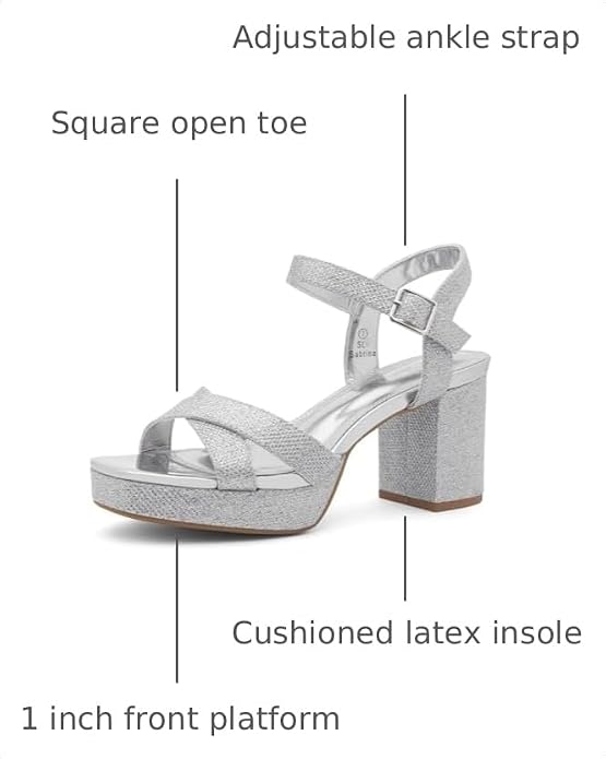Shoe Land Platform Heels for Women – 3 Inch Chunky Block Heeled Sandals, Square Open Toe, Ankle Strap Dressy Strappy High Heels for Wedding, Party & Evening Events https://a.co/d/08cxhX2e