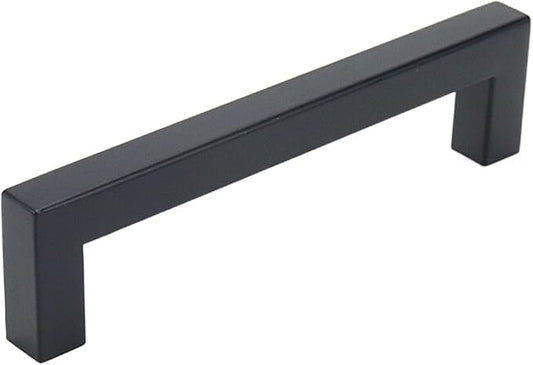 5.5"/140mm Square Cabinet Drawer Pull T-Shaped Handle Cabinet Pulls (5"/128mm Hole Center) for Kitchen Furniture(Matte Black)