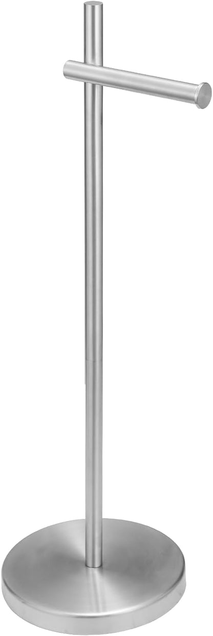BWE Brushed Nickel Toilet Paper Holder Freestanding Toilet Paper Holder for Bathroom Toilet Paper Storage Holder Stand with Non-Slip Stable Base Modern Stainless Steel Toilet Tissue