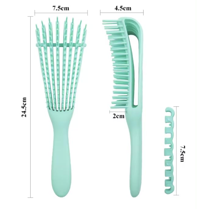 Detangling Hair Brush Adjustable Hair Styling Plastic Curly Hair Brushes (Black)