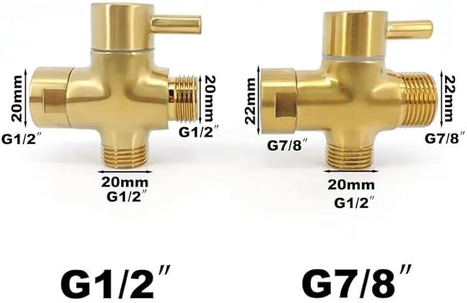 FMURY 3-Way Gold-Plated Valve Diverter Separator Toilet Shower Tee(20MM)