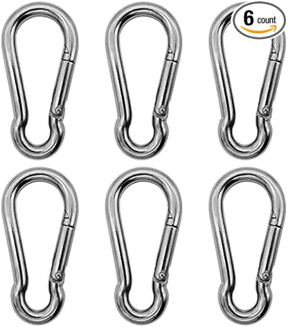 Marine Grade 316 Stainless Steel Carabiners Heavy Duty, Durable & Rust-Free Clips for Gym, Swing, Dog Leashes, Hammocks, Keychains, and More