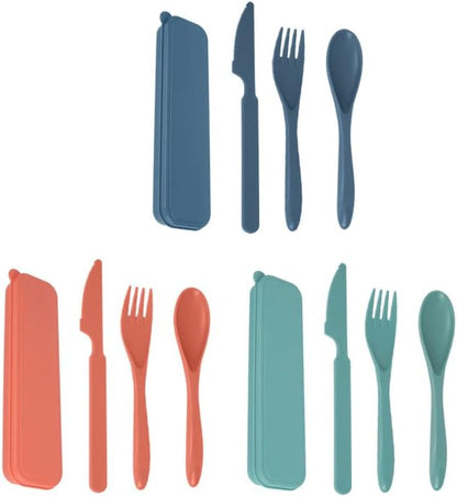 Portable Travel Cutlery Set, Reusable Knife Fork Spoon Cutlery for Travel Picnic Camping or Daily Use (red)
